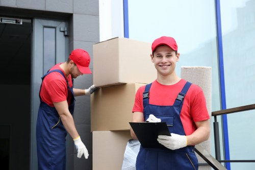 Packed boxes and wrapped furniture prepared for long-term storage in Fulham