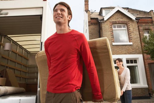 Organised moving boxes ready for a local removal service in Fulham